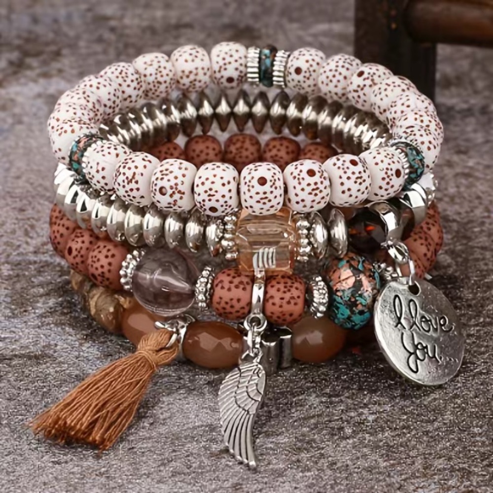 Bead and charm bracelet
